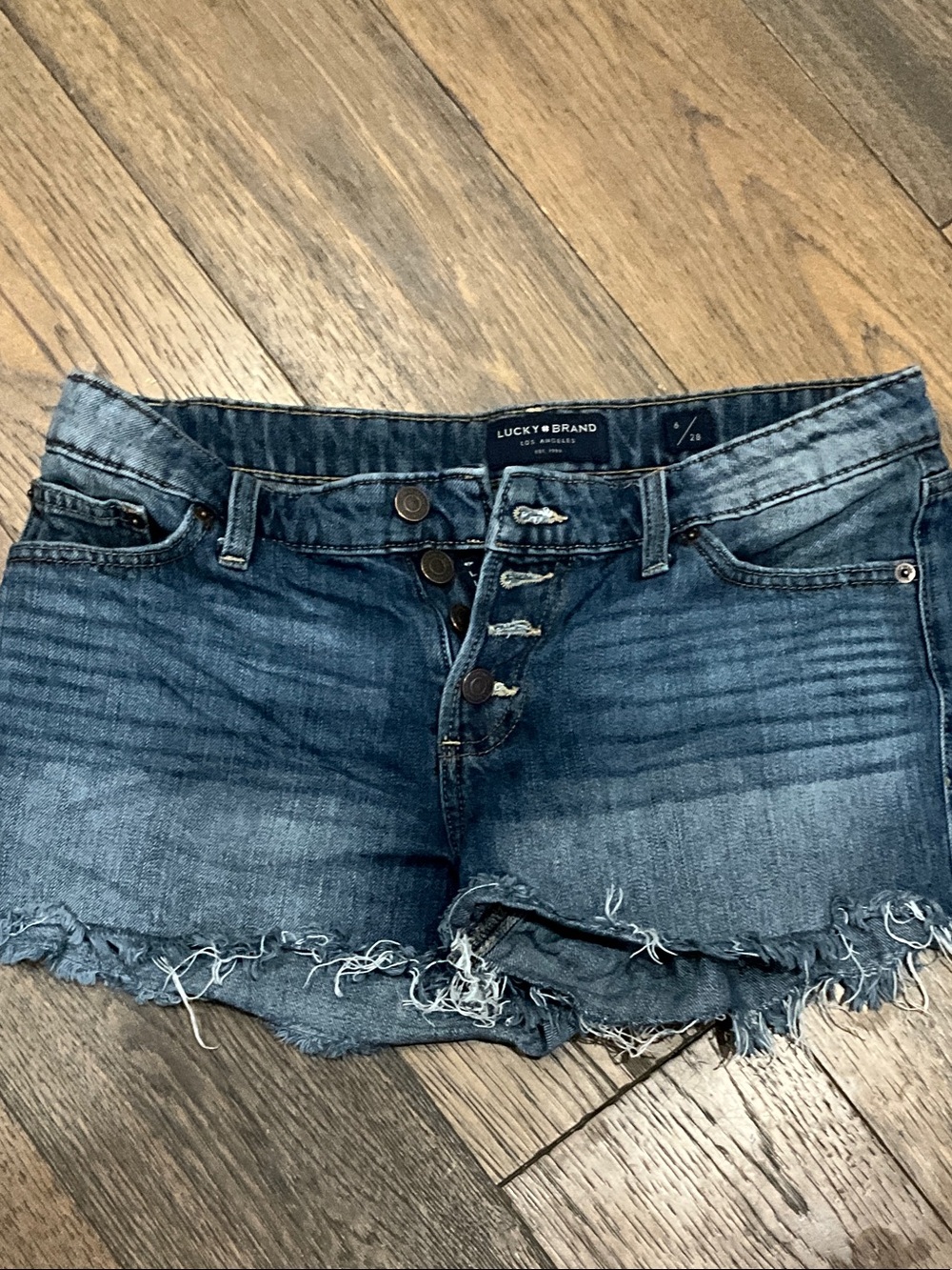 Lucky Brand Raw Hem Dark Wash Denim Shorts